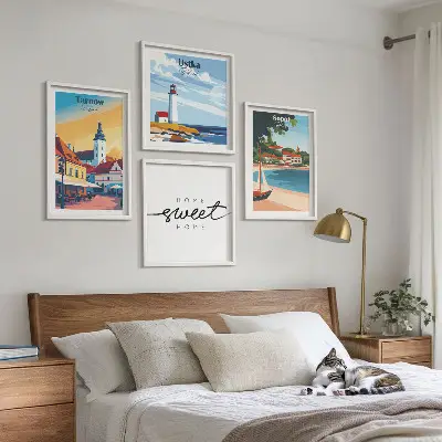 Wanddeko-Set mit polnischen Städten Ustka, Tarnów und Sopot