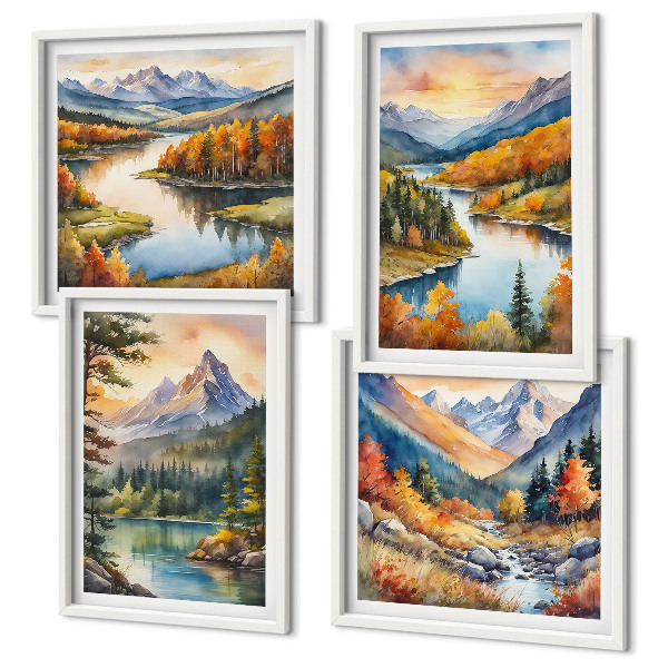 Wanddeko-set Berglandschaften mit einem Fluss