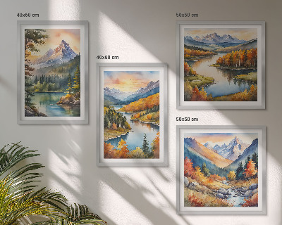 Wanddeko-set Berglandschaften mit einem Fluss