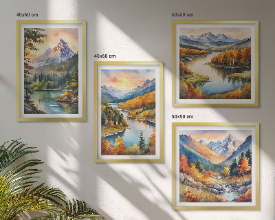 Wanddeko-set Berglandschaften mit einem Fluss