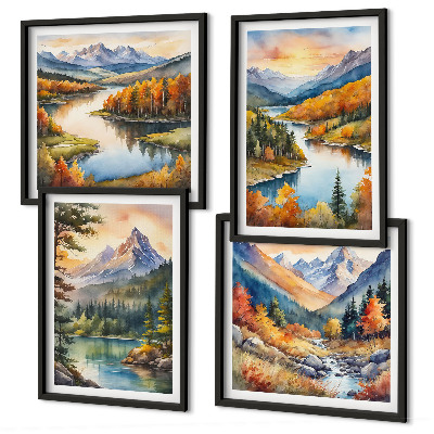 Wanddeko-set Berglandschaften mit einem Fluss