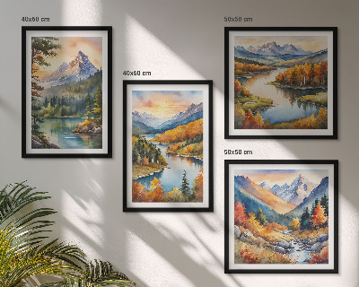 Wanddeko-set Berglandschaften mit einem Fluss