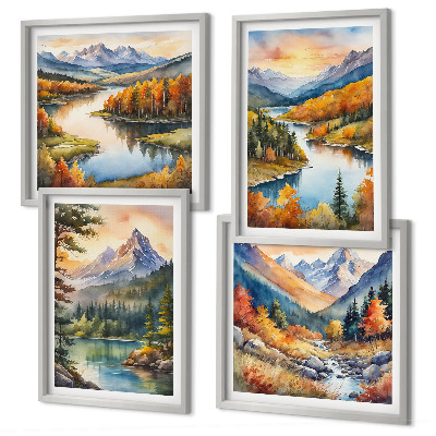 Wanddeko-set Berglandschaften mit einem Fluss