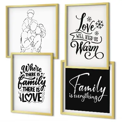 Wanddeko-Set mit den Schriftzügen Familie, Liebe, Wärme und Zuhause