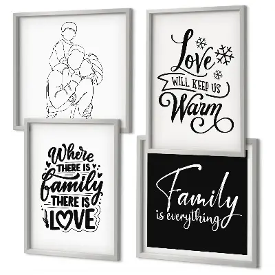 Wanddeko-Set mit den Schriftzügen Familie, Liebe, Wärme und Zuhause