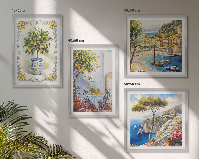 Wanddeko-set Blick auf das Meer aus Zitronenbäumen