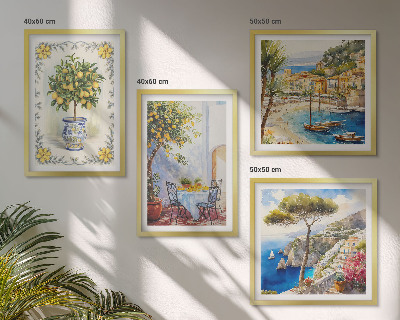 Wanddeko-set Blick auf das Meer aus Zitronenbäumen