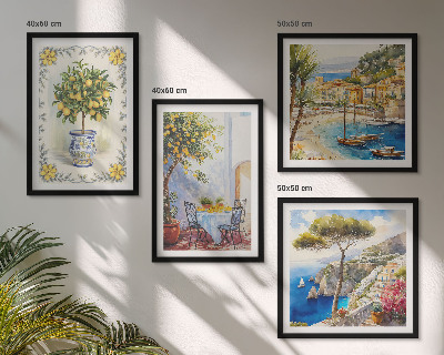 Wanddeko-set Blick auf das Meer aus Zitronenbäumen