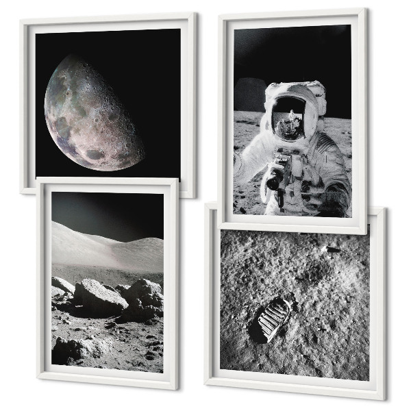 Wanddeko-set Fußabdruck eines Astronauten auf dem Mond