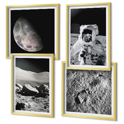 Wanddeko-set Fußabdruck eines Astronauten auf dem Mond