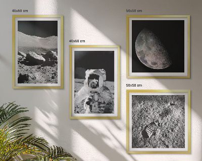 Wanddeko-set Fußabdruck eines Astronauten auf dem Mond
