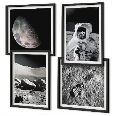 Wanddeko-set Fußabdruck eines Astronauten auf dem Mond