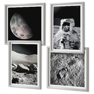 Wanddeko-set Fußabdruck eines Astronauten auf dem Mond