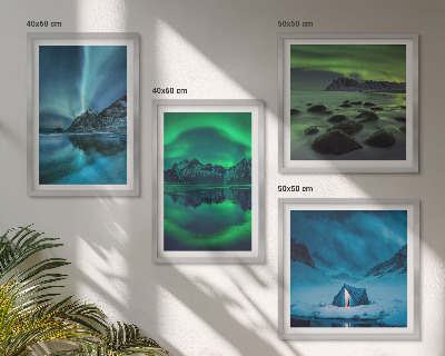 Polyptychon mit rahmen Winterlandschaft mit Nordlichtern