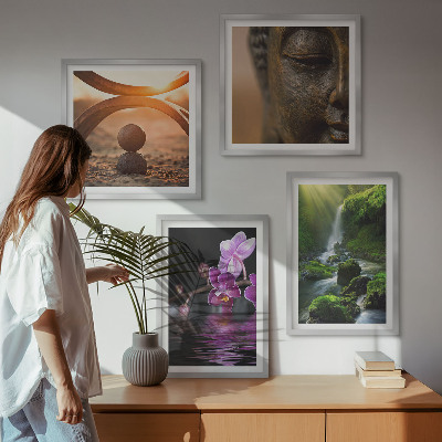 Wanddeko-set Blumen im Wasser des Buddha-Wasserfalls