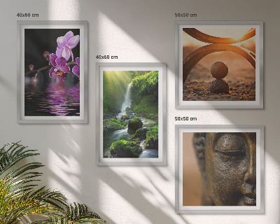 Wanddeko-set Blumen im Wasser des Buddha-Wasserfalls