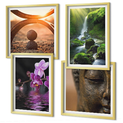 Wanddeko-set Blumen im Wasser des Buddha-Wasserfalls