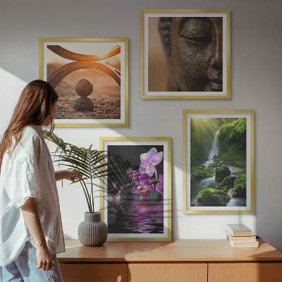 Wanddeko-set Blumen im Wasser des Buddha-Wasserfalls