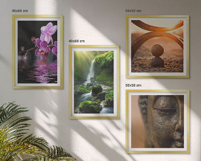 Wanddeko-set Blumen im Wasser des Buddha-Wasserfalls