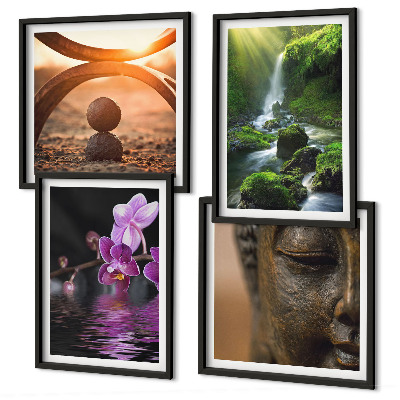 Wanddeko-set Blumen im Wasser des Buddha-Wasserfalls