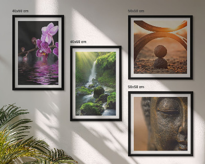 Wanddeko-set Blumen im Wasser des Buddha-Wasserfalls