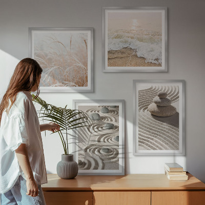 Polyptychon mit rahmen Wellen, Sand, Wasser, Steine, Strand
