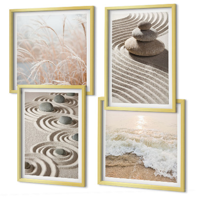 Polyptychon mit rahmen Wellen, Sand, Wasser, Steine, Strand