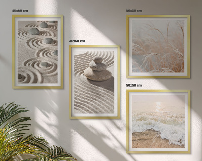 Polyptychon mit rahmen Wellen, Sand, Wasser, Steine, Strand