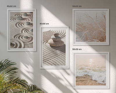 Polyptychon mit rahmen Wellen, Sand, Wasser, Steine, Strand
