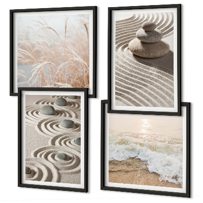 Polyptychon mit rahmen Wellen, Sand, Wasser, Steine, Strand