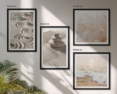 Polyptychon mit rahmen Wellen, Sand, Wasser, Steine, Strand