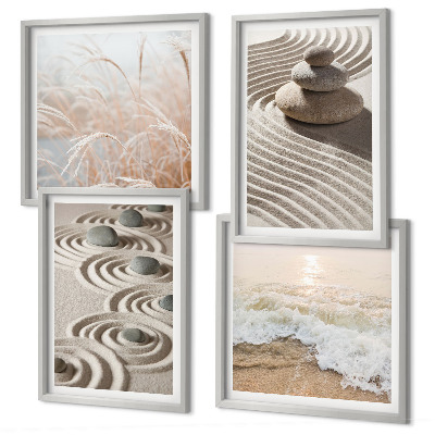 Polyptychon mit rahmen Wellen, Sand, Wasser, Steine, Strand