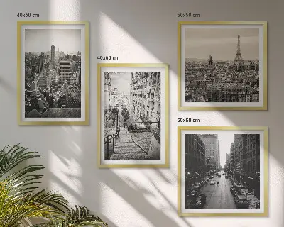 Aussicht Paris New York Treppen Polyptychon mit Rahmen