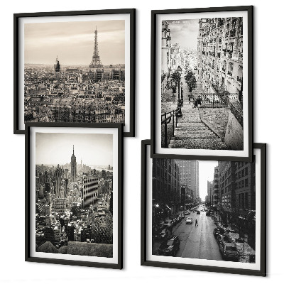 Polyptychon mit rahmen Aussicht Paris New York Treppen
