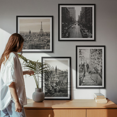 Polyptychon mit rahmen Aussicht Paris New York Treppen