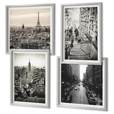 Polyptychon mit rahmen Aussicht Paris New York Treppen