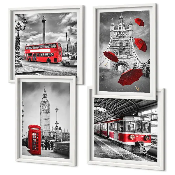 Wanddeko-Set im Design Red Accents London