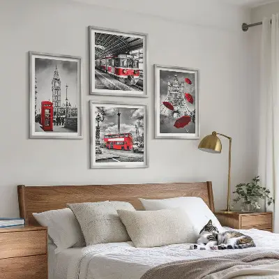 Wanddeko-Set im Design Red Accents London