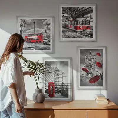 Wanddeko-Set im Design Red Accents London