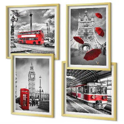 Wanddeko-Set im Design Red Accents London