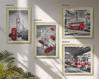 Wanddeko-Set im Design Red Accents London