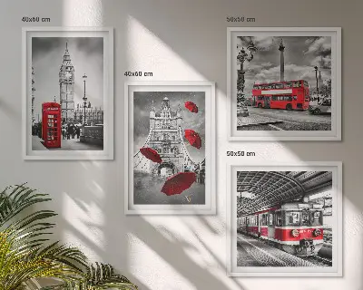 Wanddeko-Set im Design Red Accents London