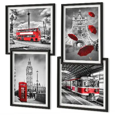 Wanddeko-Set im Design Red Accents London