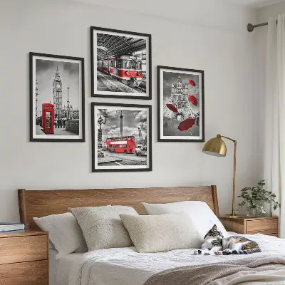 Wanddeko-Set im Design Red Accents London