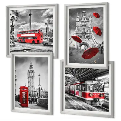 Wanddeko-Set im Design Red Accents London