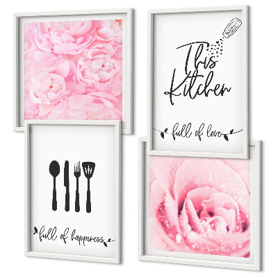Wanddeko-set Zarte Rosenblüten für die Küche