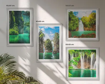 Wanddeko-Set mit grünen Landschaften und Wasserfällen