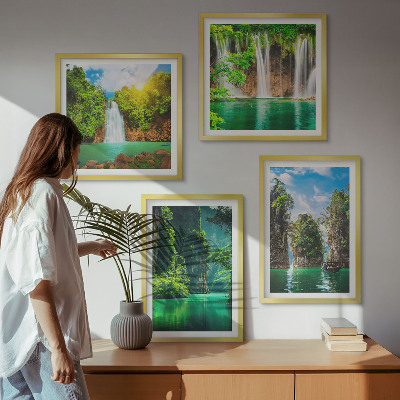 Wanddeko-set Grüne Landschaften, Wasserfälle