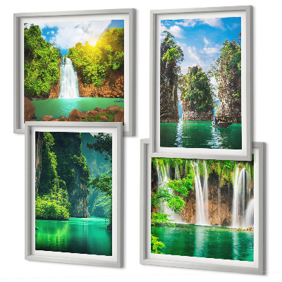 Wanddeko-set Grüne Landschaften, Wasserfälle