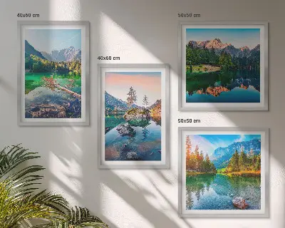 Naturlandschaft der Bergseen Polyptychon mit Rahmen